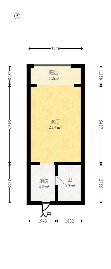 恒大翡翠华庭  1室1厅1卫   32.00万室内图1
