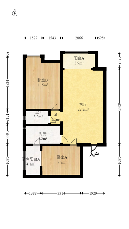 融科东南海  2室1厅1卫   81.80万室内图1