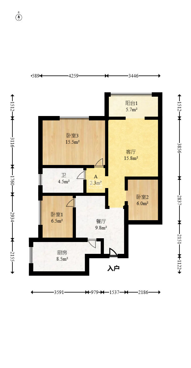 山水华景  3室1厅1卫   76.00万
