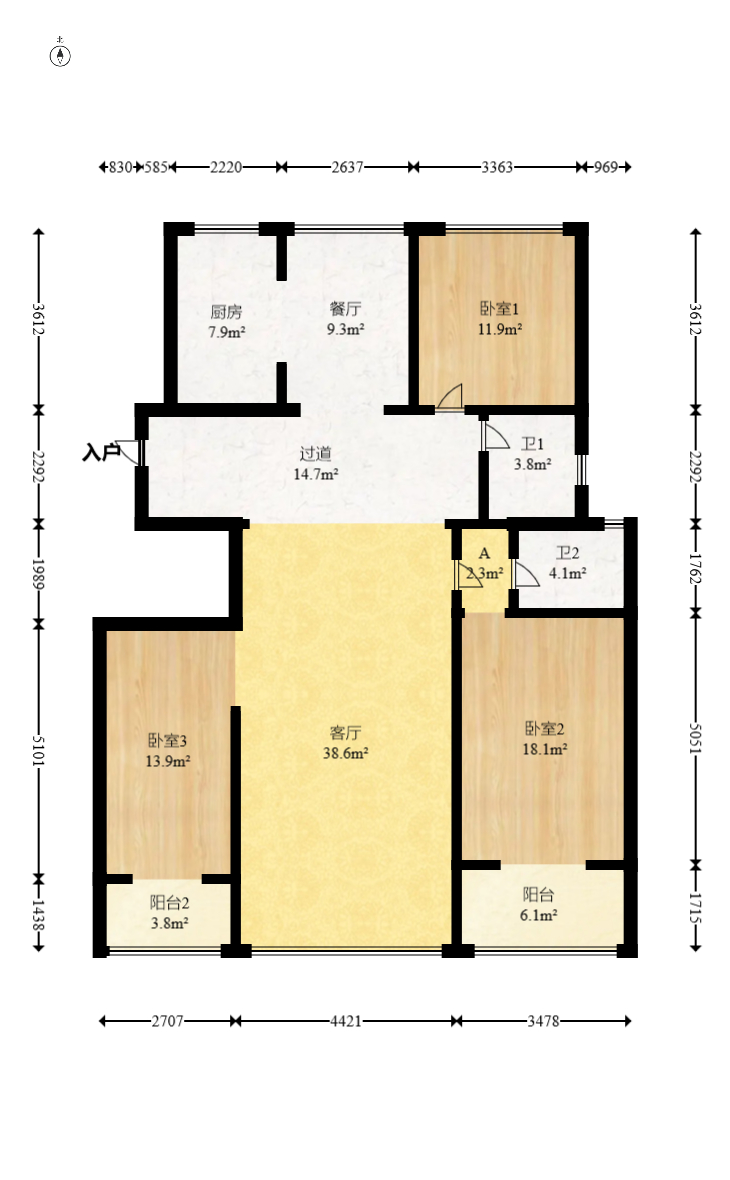 中惠锦堂  4室2厅2卫    204.99万室内图1