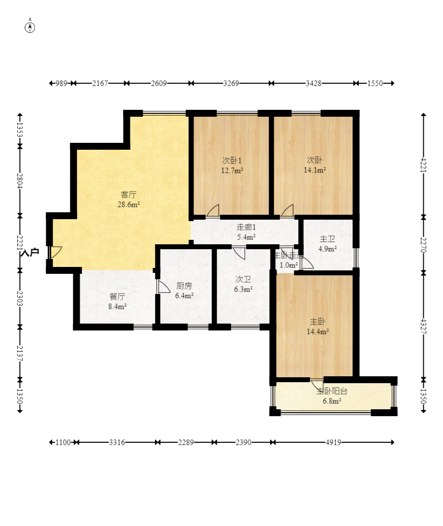 紫荆花园二区 4室2厅2卫 600.0万 紫荆花园二区 4室2厅2卫 600.0万户型图