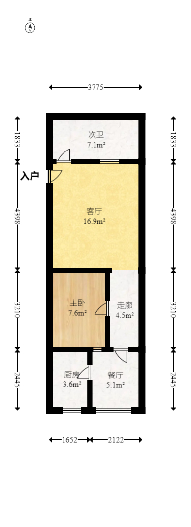 国贸城市花园  1室1厅1卫   90.00万室内图1