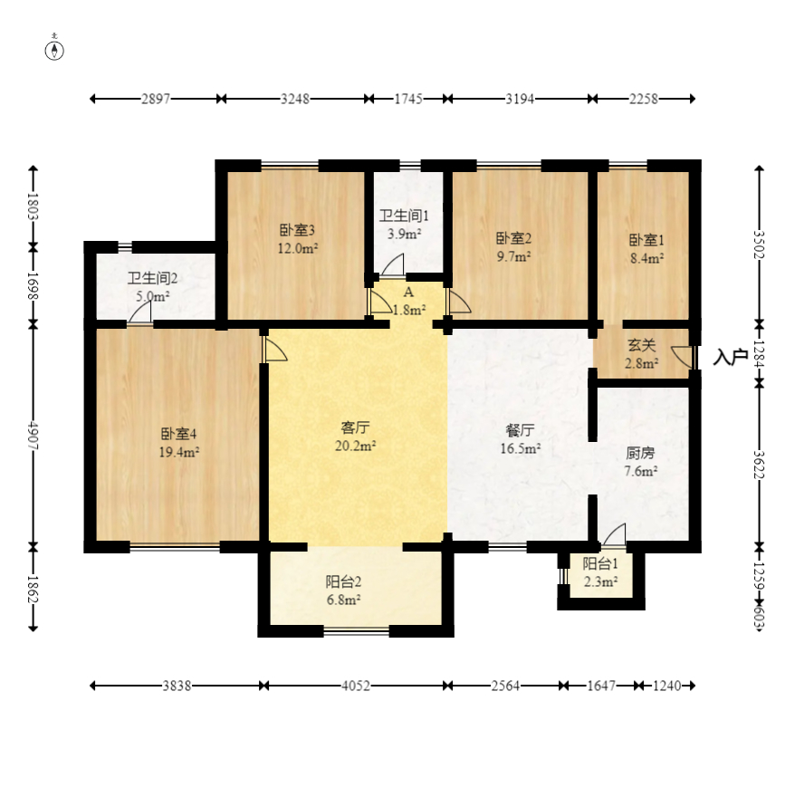 时代倾城二期 4室2厅2卫 107.8万 时代倾城二期 4室2厅2卫 107.8万户型图