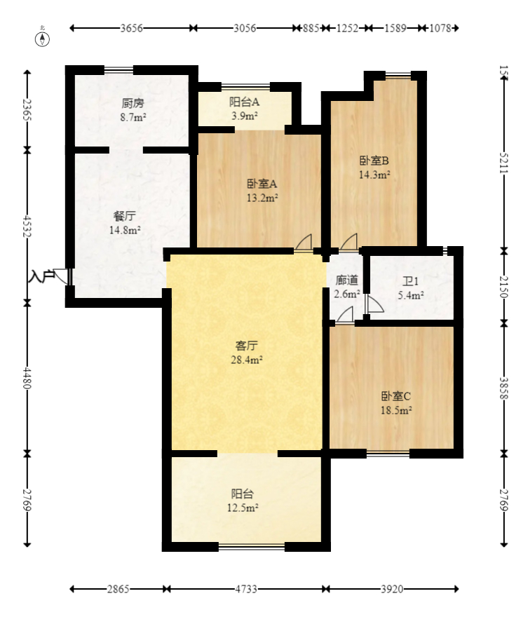 中建麓山和苑  3室2厅1卫   100.00万室内图1