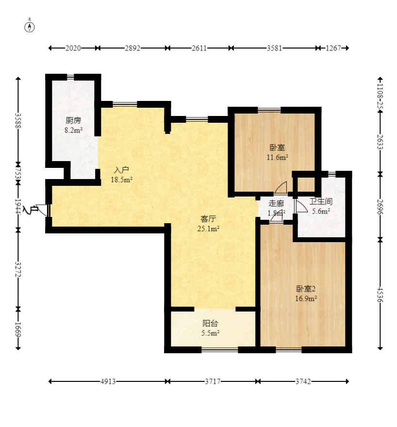 中国铁建国际城一期  3室2厅1卫   55.80万室内图1