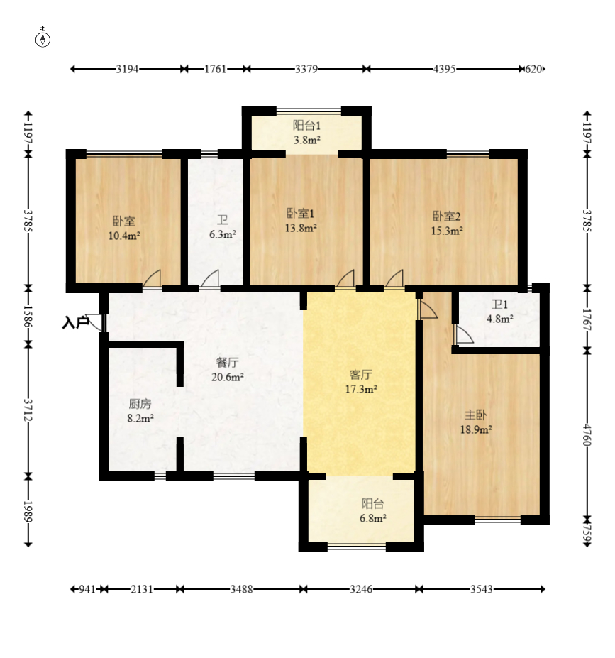 山水湾  4室2厅2卫   112.00万室内图1