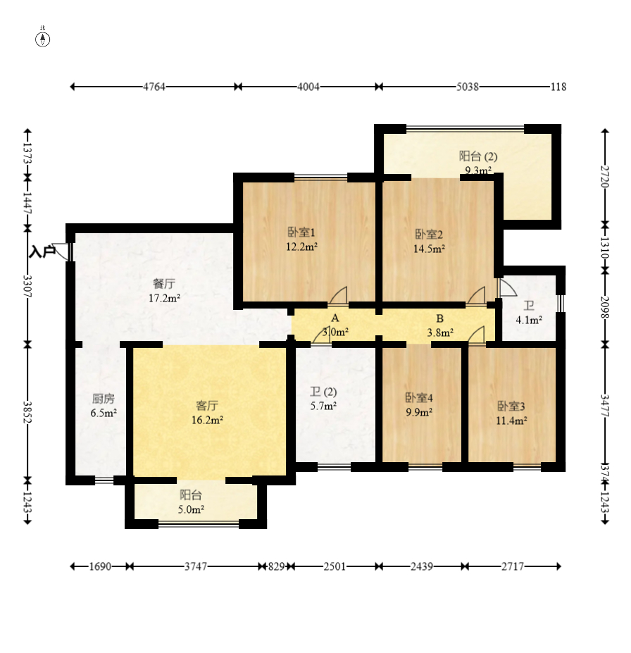 尊邸华庭 4室2厅2卫 120.0万 尊邸华庭 4室2厅2卫 120.0万户型图