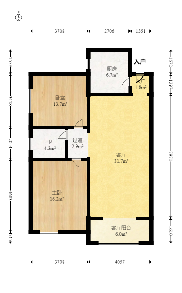 恒广国际景园一二区 2室1厅1卫 61.0万 恒广国际景园一二区 2室1厅1卫 61.0万户型图