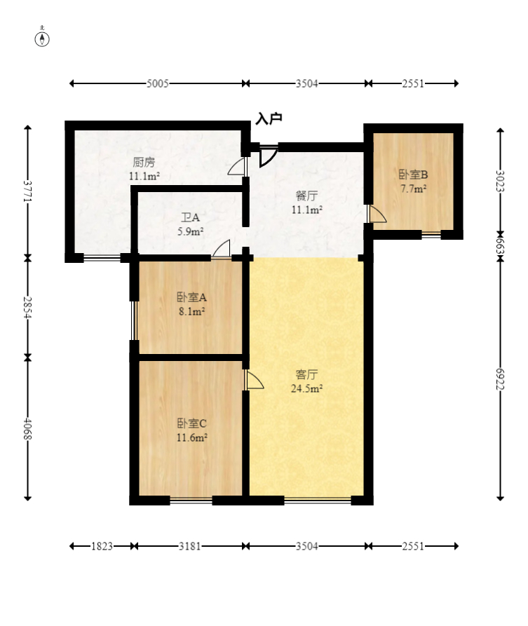 当代滨江MOMA  3室2厅1卫   152.00万室内图1