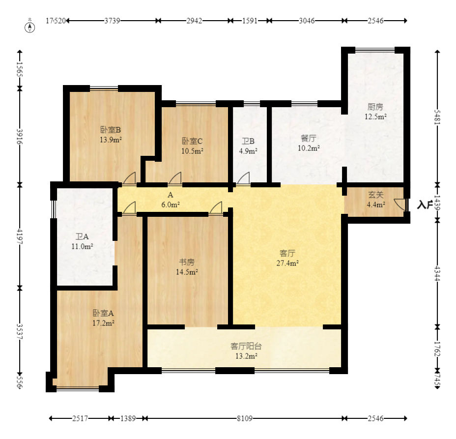 八方小区C区 4室2厅2卫 480.0万 八方小区C区 4室2厅2卫 480.0万户型图