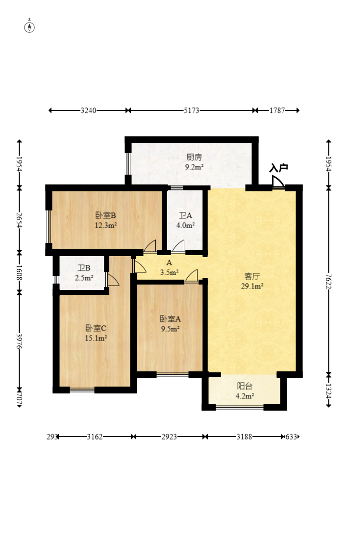 里约荟  3室2厅1卫   118.00万室内图1