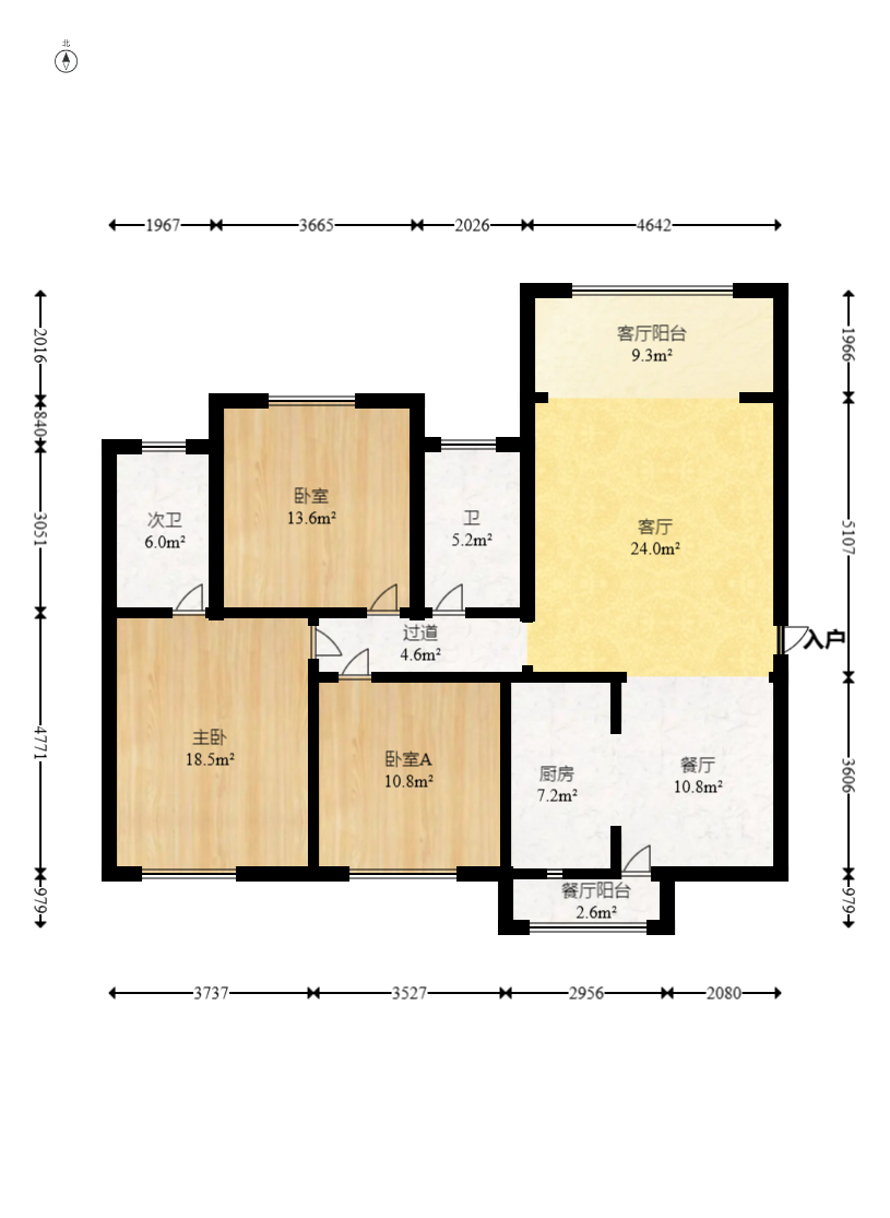 楚天世纪城东苑 3室2厅2卫 83.0万 楚天世纪城东苑 3室2厅2卫 83.0万户型图