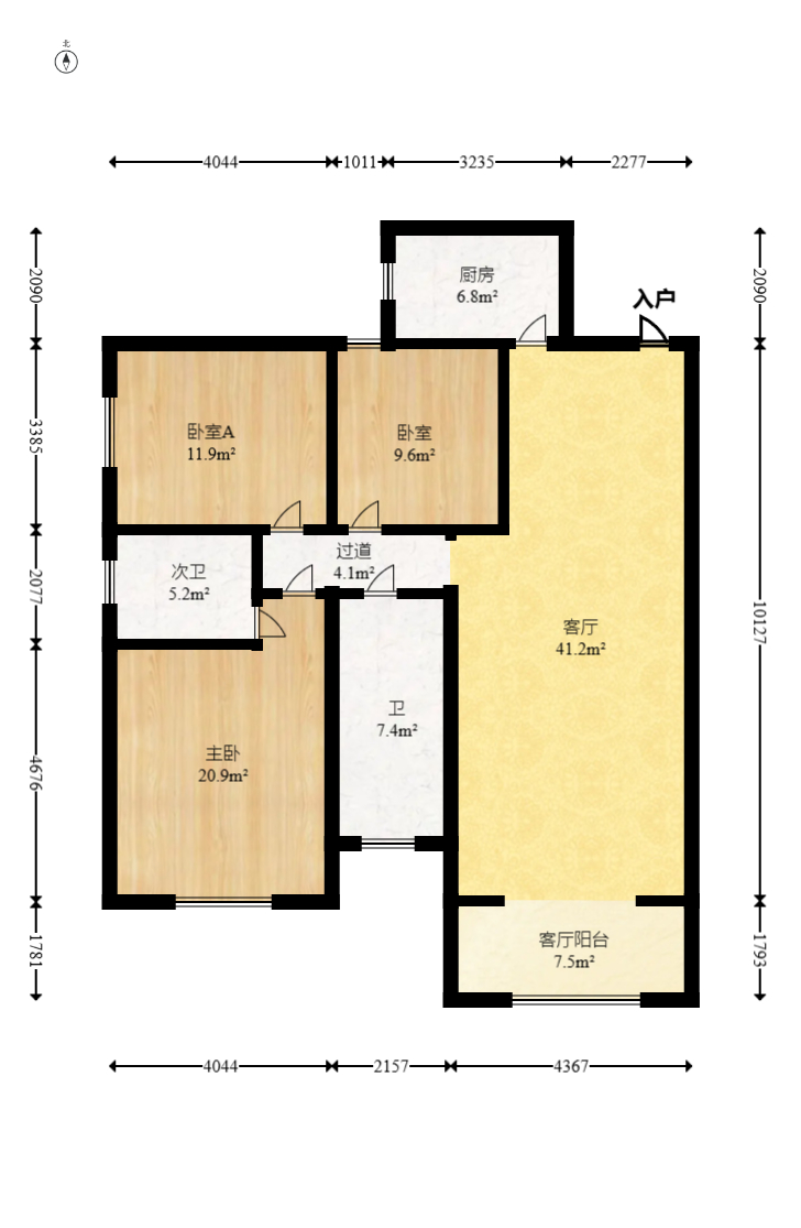 楚天世纪城东苑 3室2厅2卫 67.8万 楚天世纪城东苑 3室2厅2卫 67.8万户型图