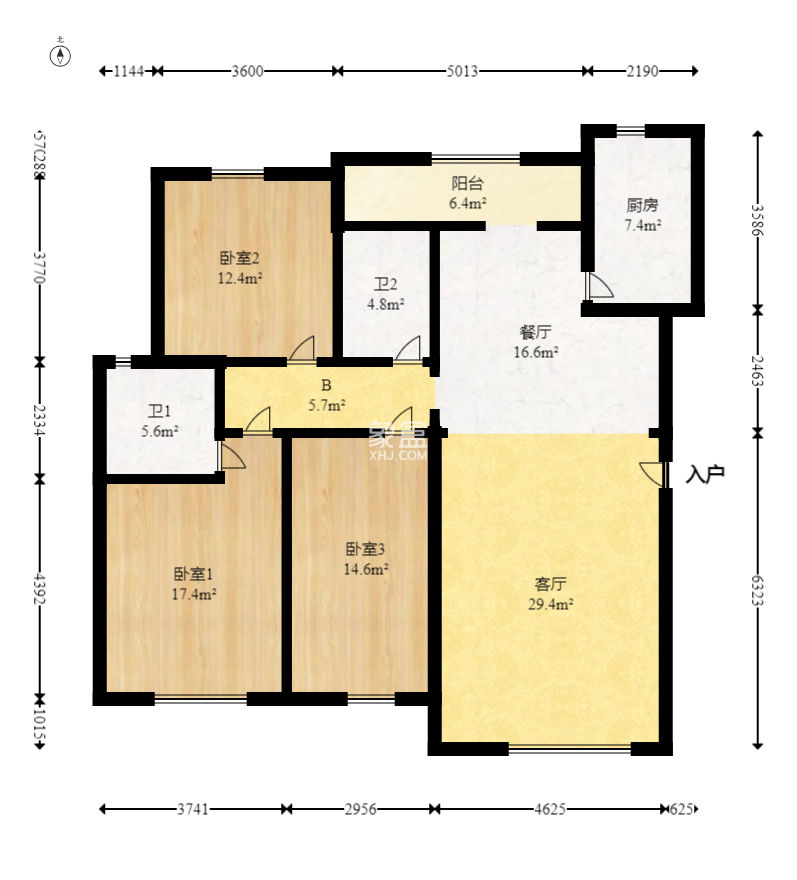 三江花中城  3室2厅2卫   175.00万