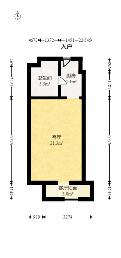 鑫远悦城（鑫远悦时代）  1室1厅1卫   35.60万室内图1