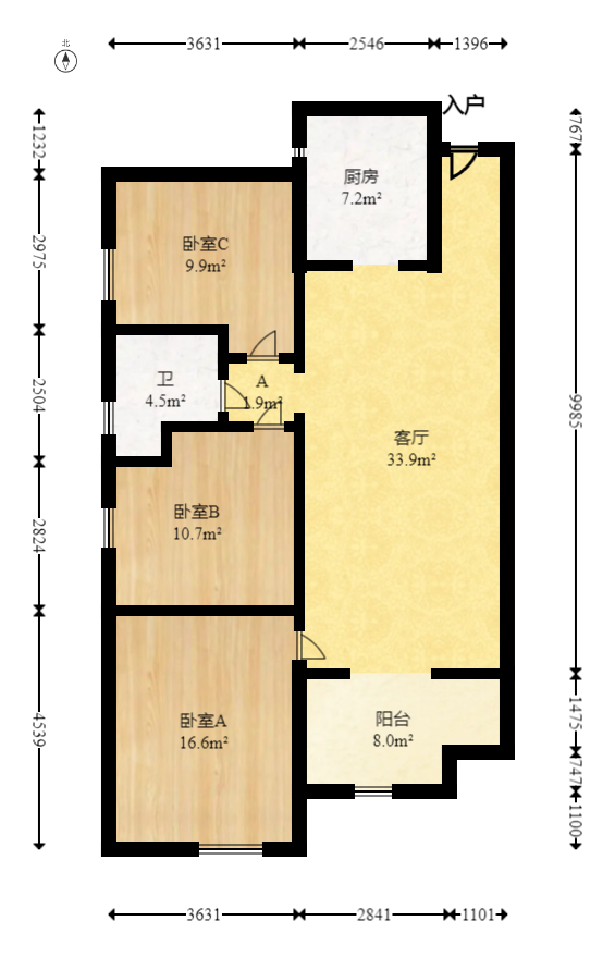 万科里梅溪郡  3室2厅1卫   220.00万室内图1
