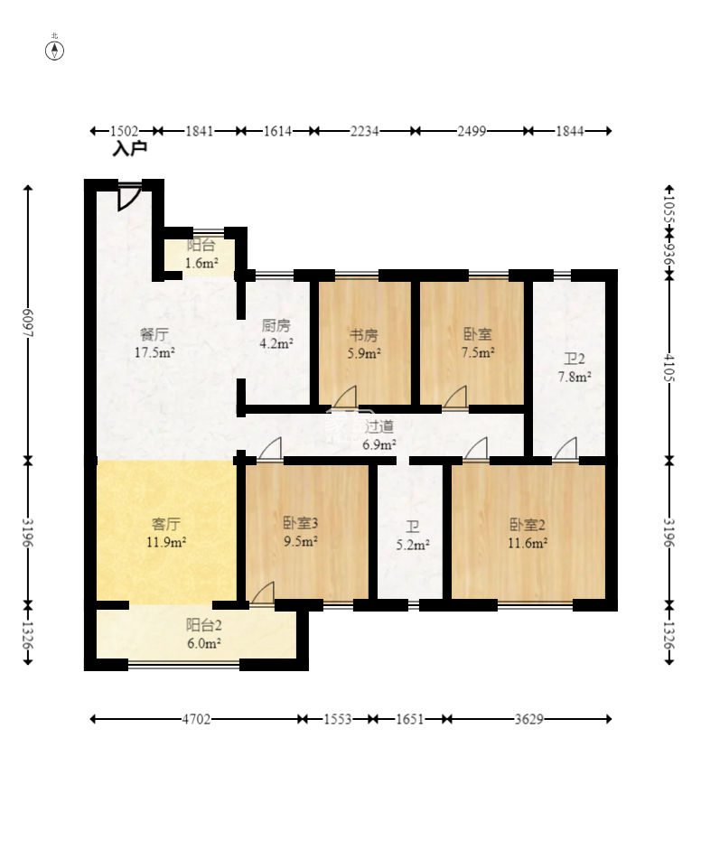 长沙美的麓府  3室2厅1卫    145.0万