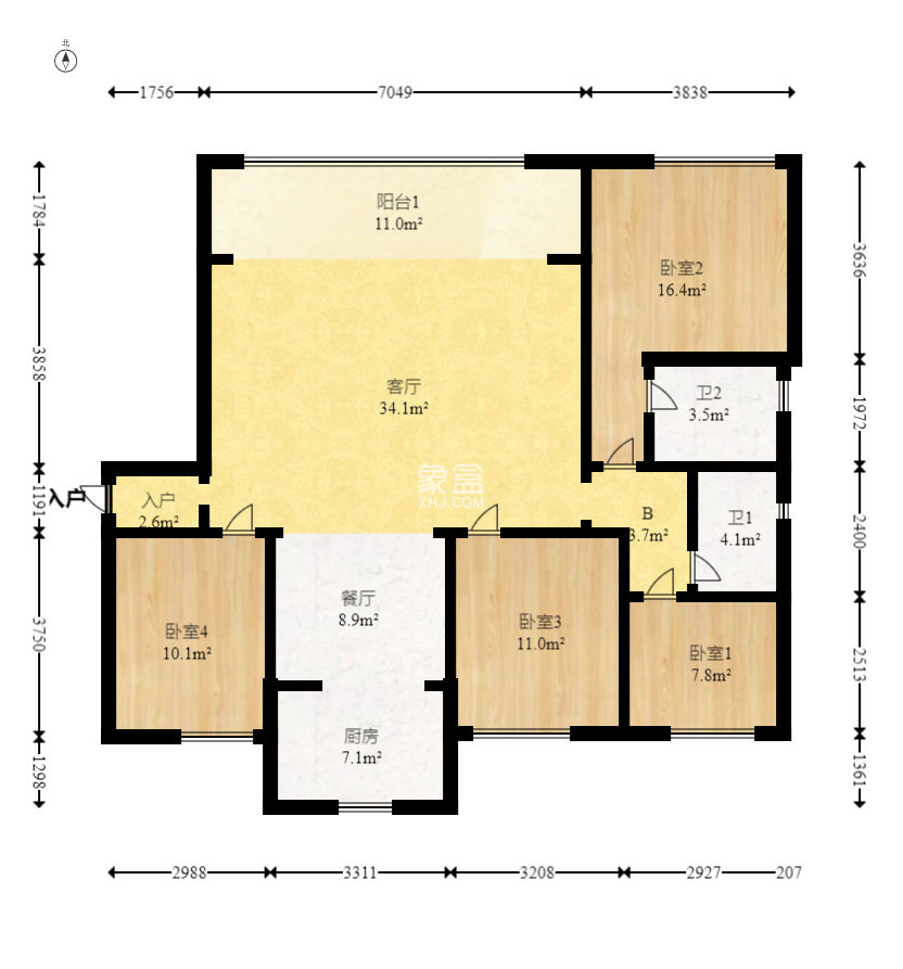 阳光城尚东湾嘉林苑  4室2厅2卫    125.0万