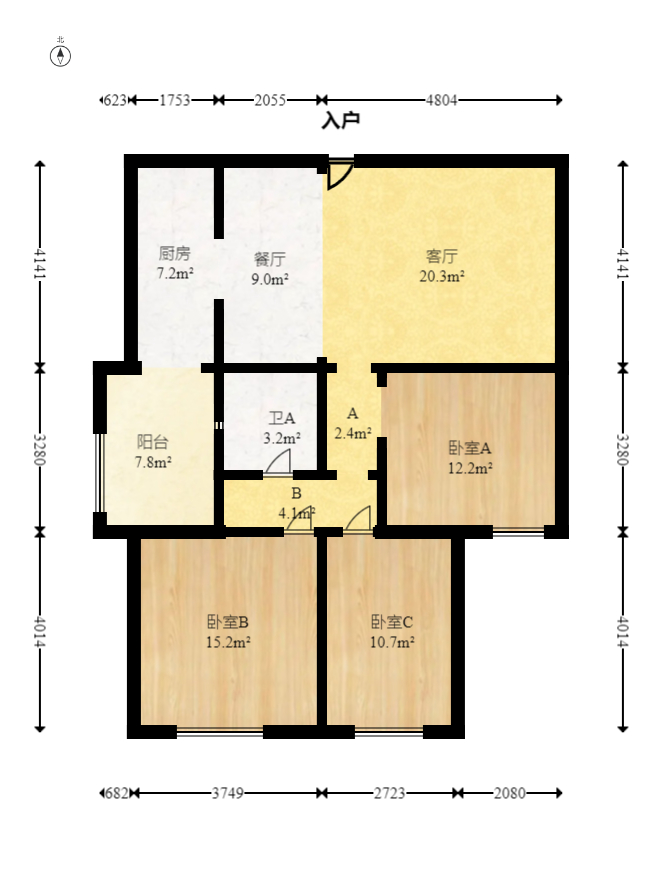 森林公园壹号（森林雅苑）  3室2厅1卫   68.00万室内图1