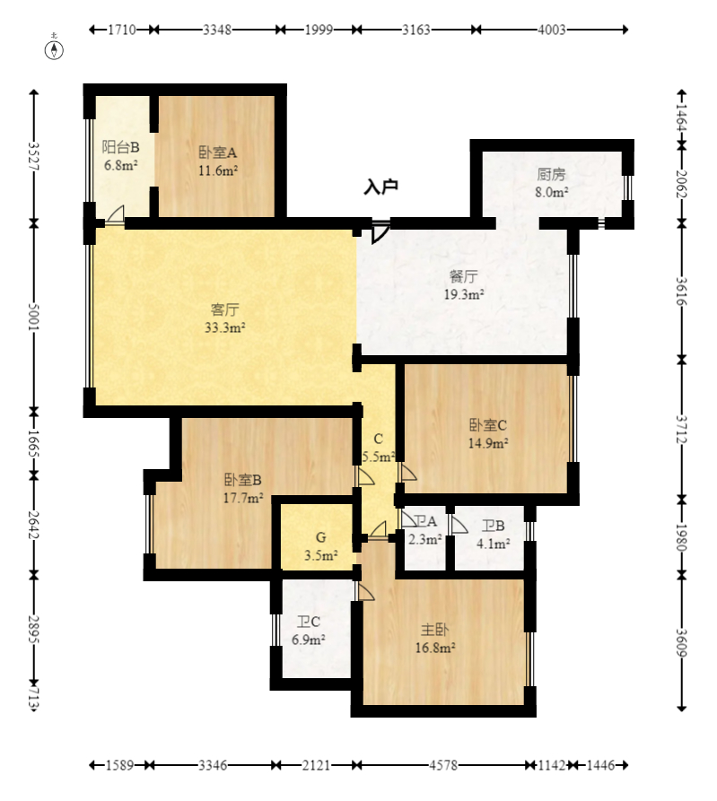 五矿万境园 4室2厅2卫 208.0万 五矿万境园 4室2厅2卫 208.0万户型图