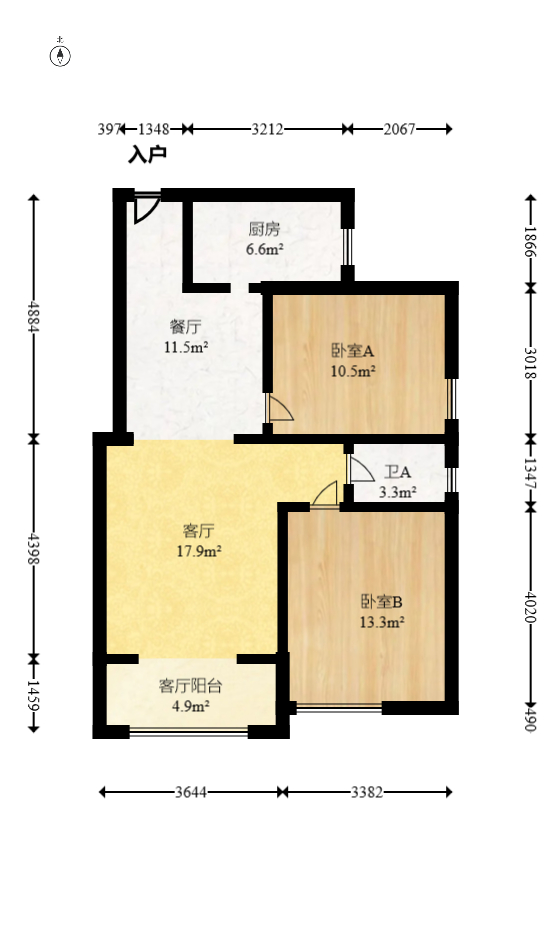 钰龙天下一期  2室1厅1卫   195.00万室内图1