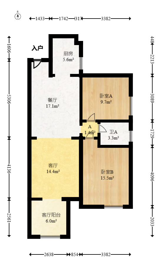 钰龙天下二期（钰龙佳园）  2室2厅1卫   188.00万室内图1