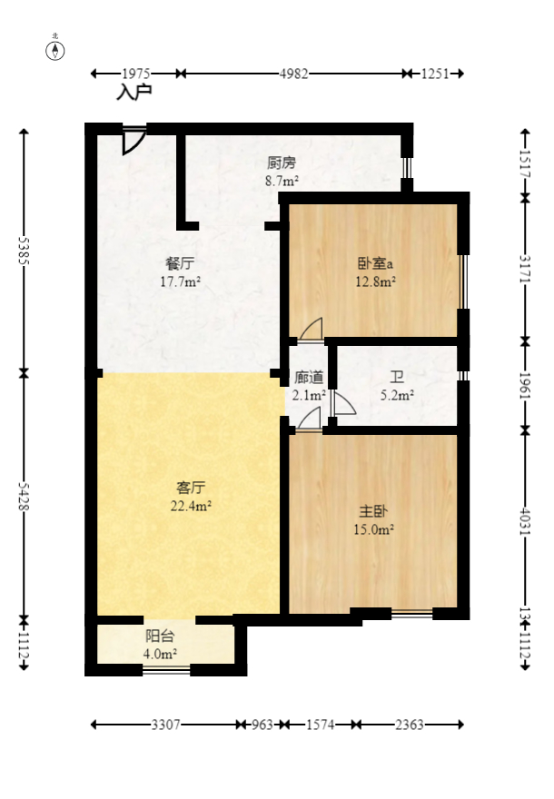 麓谷公馆（涉外国际公馆）  2室2厅1卫   76.80万室内图1
