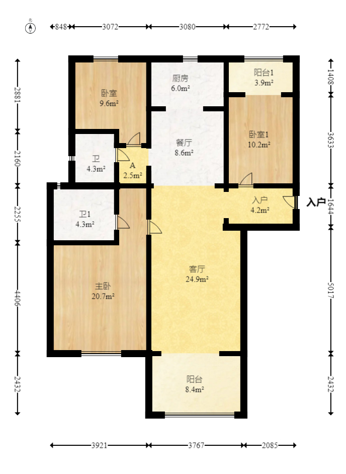 碧桂园翘楚棠 3室2厅2卫 106.0万 碧桂园翘楚棠 3室2厅2卫 106.0万户型图