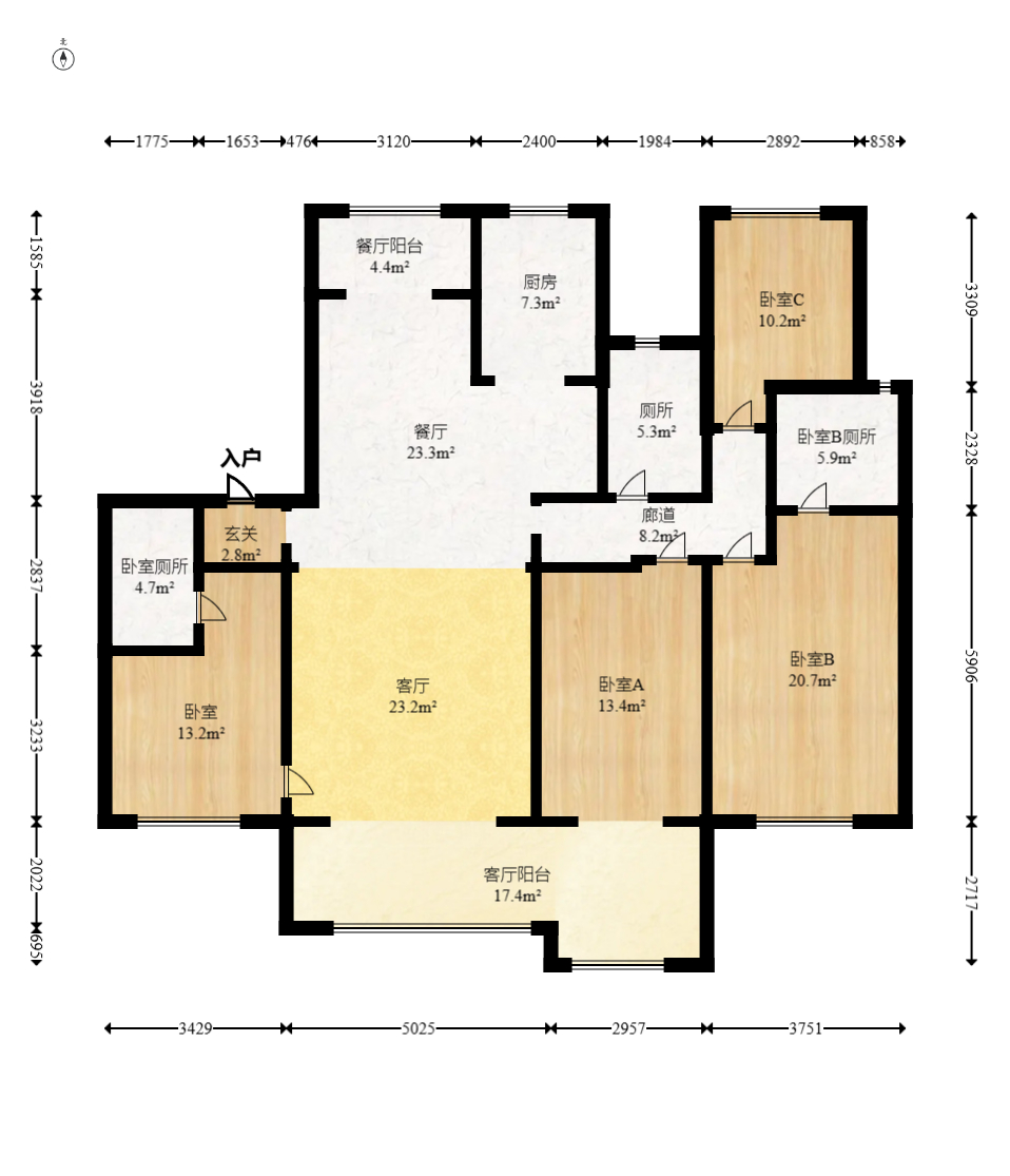 建发电建江山悦  4室2厅3卫   250.00万室内图1