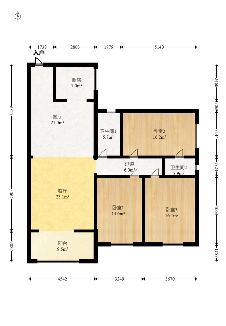 Cross尚公馆  3室2厅2卫    82.8万 Cross尚公馆  3室2厅2卫    82.8万户型图