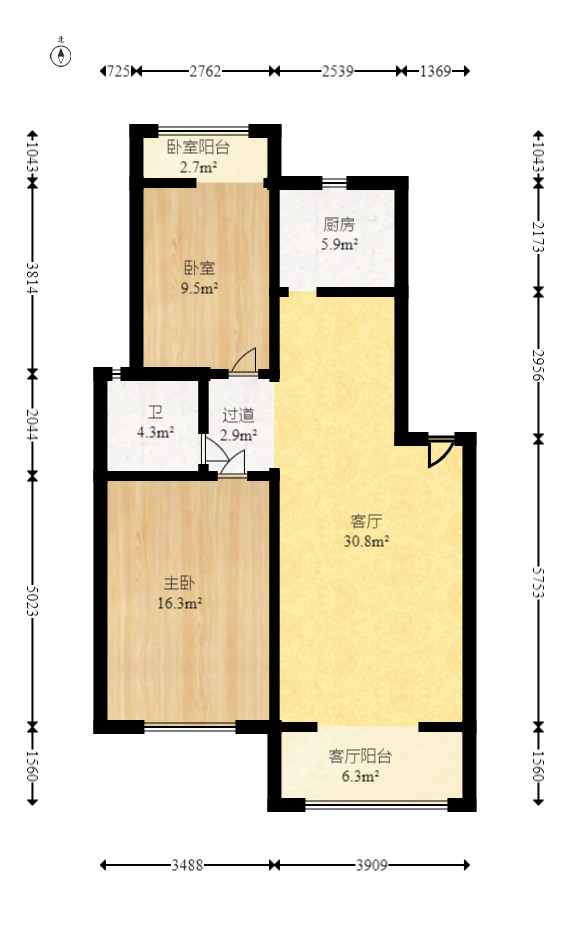 湘瑞家园 2室2厅1卫 48.0万 湘瑞家园 2室2厅1卫 48.0万户型图