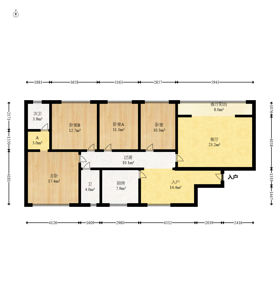 蝴蝶谷  4室2厅2卫    87.8万 蝴蝶谷  4室2厅2卫    87.8万户型图