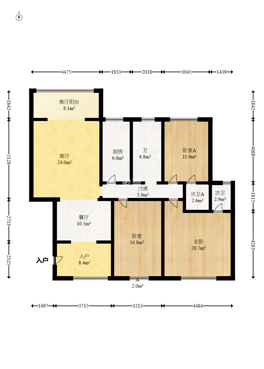 蝴蝶谷  3室2厅3卫    75.8万 蝴蝶谷  3室2厅3卫    75.8万户型图