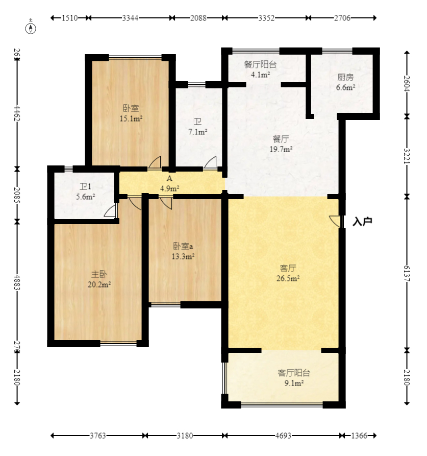 山水湾 3室2厅2卫 85.0万 山水湾 3室2厅2卫 85.0万户型图