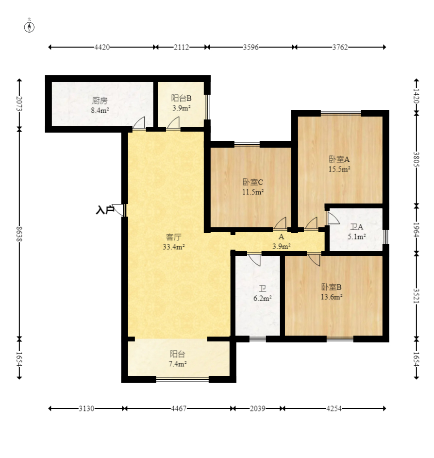 地华梅溪湖畔 3室2厅2卫 86.8万 地华梅溪湖畔 3室2厅2卫 86.8万户型图