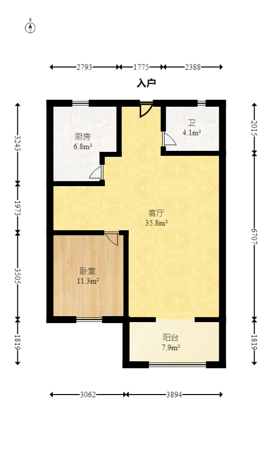 梅溪正荣府  4室2厅2卫   185.00万室内图1