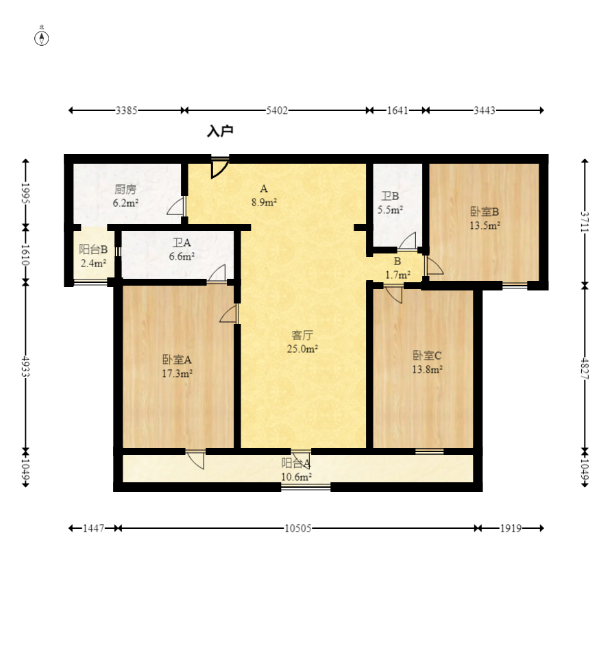 公园9号  3室2厅2卫   235.00万室内图1