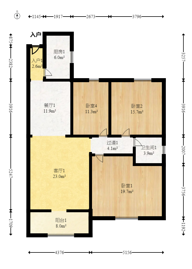 鸿园小区 3室2厅1卫 85.0万 鸿园小区 3室2厅1卫 85.0万户型图