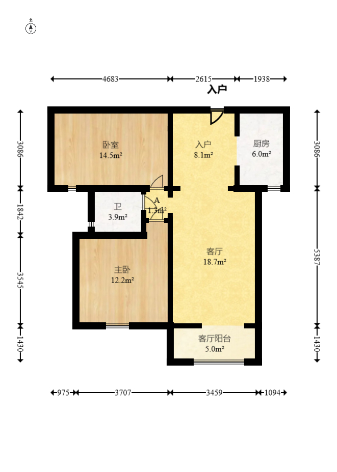 时代星城  2室2厅1卫   52.80万室内图1