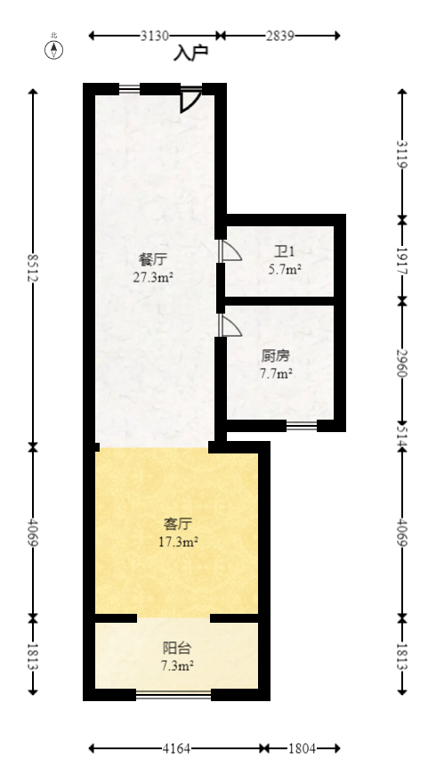 邦盛水岸御园  3室2厅2卫   90.00万室内图1