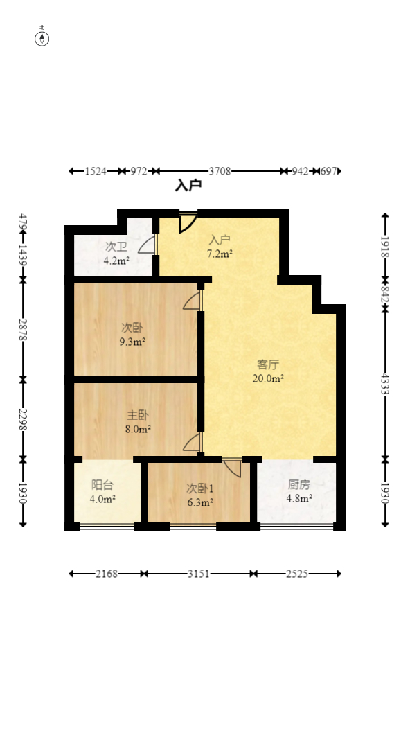 绅蓝都市  3室2厅1卫   138.00万室内图1