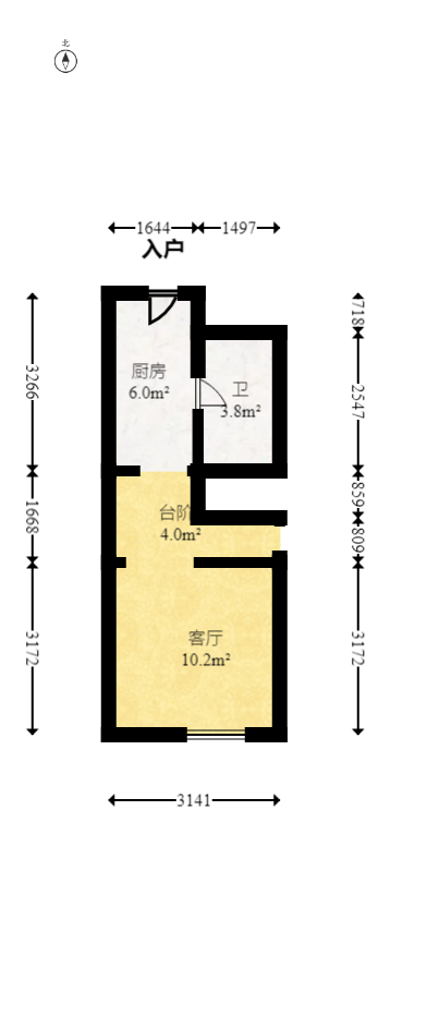 华润翡翠府  1室1厅1卫   38.00万室内图1