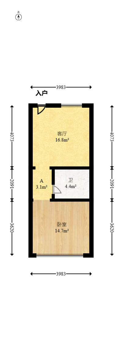 新力紫园  1室1厅1卫   45.00万