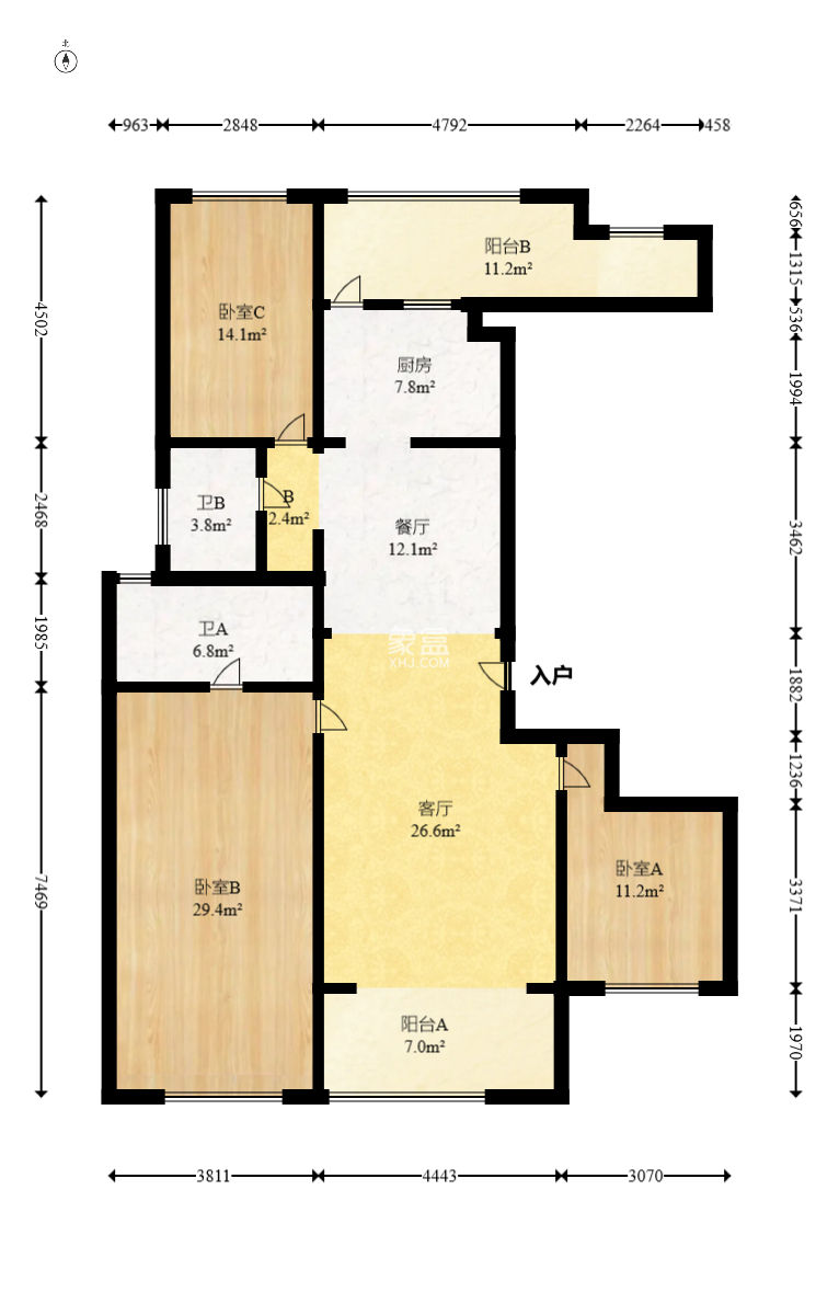 富兴时代御城  3室2厅2卫    258.0万