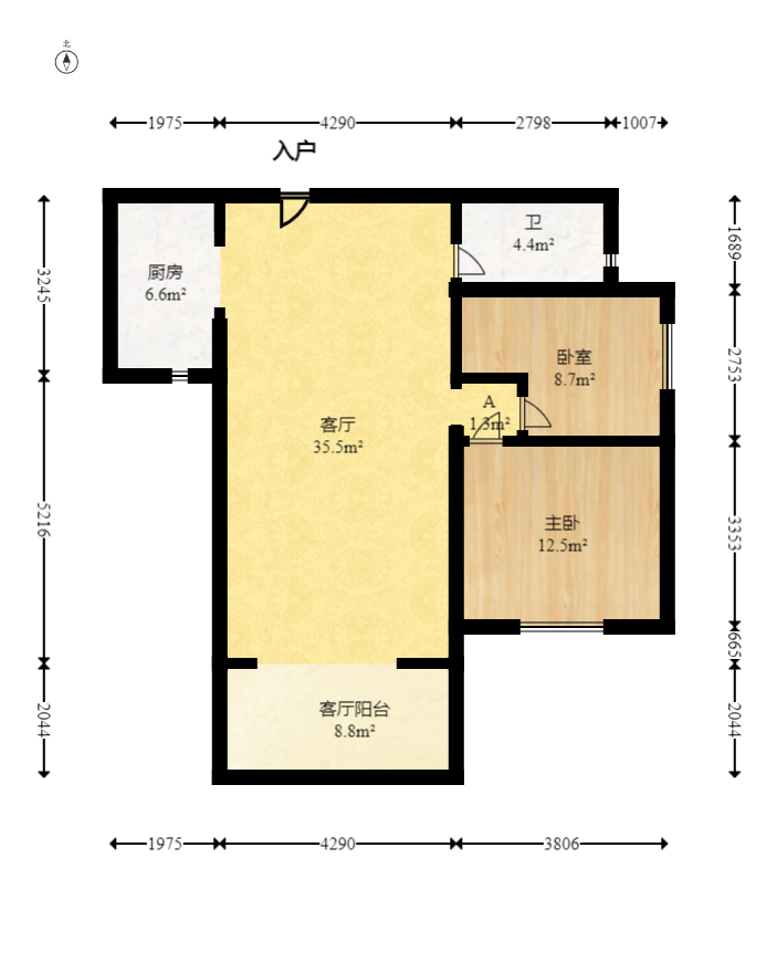 蝴蝶谷 2室2厅1卫 47.8万 蝴蝶谷 2室2厅1卫 47.8万户型图