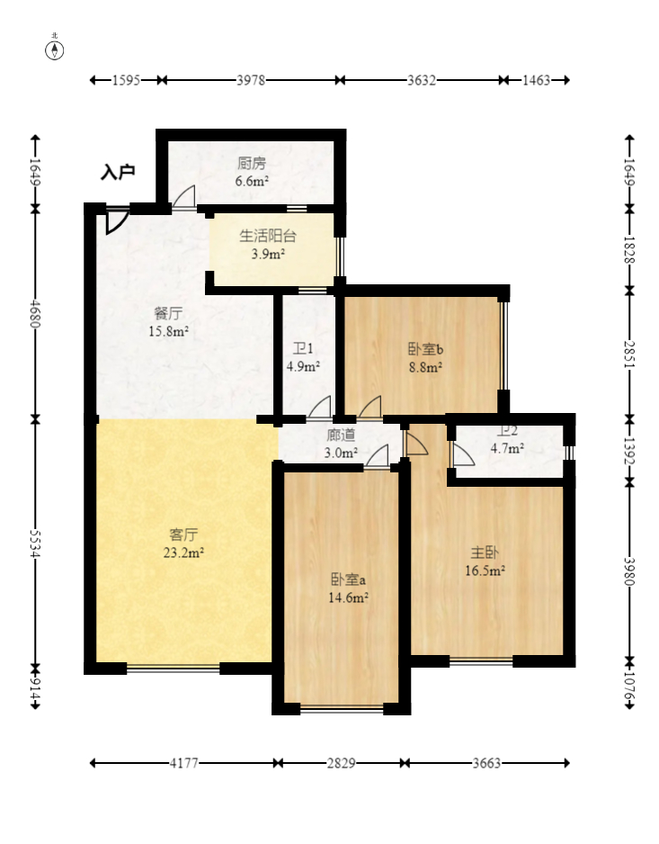 天元涉外景园C区 3室2厅1卫 90.0万 天元涉外景园C区 3室2厅1卫 90.0万户型图