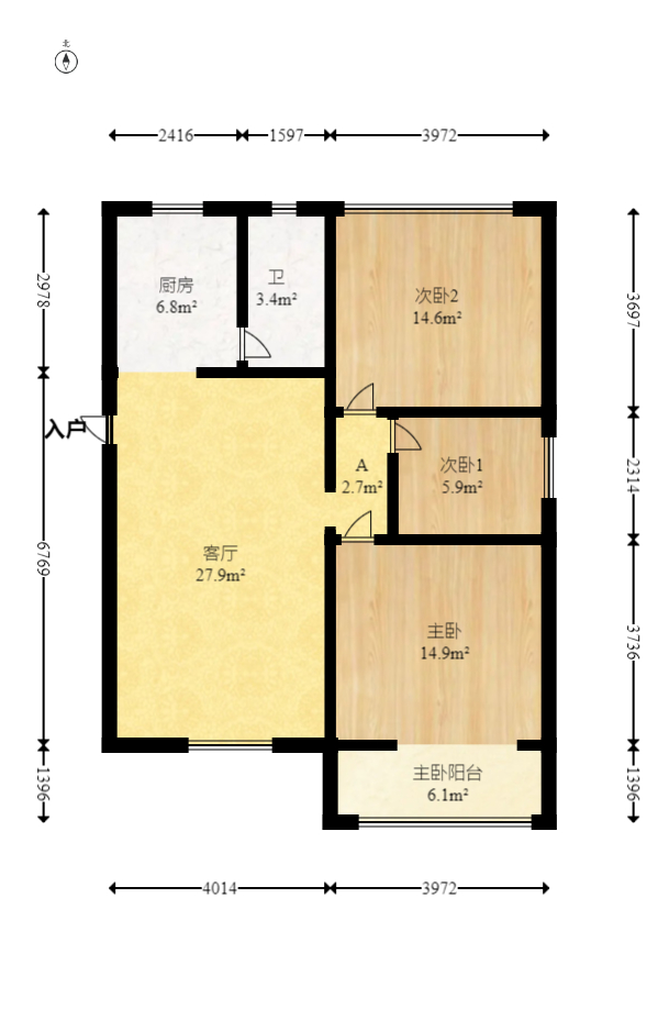 茶叶大市场“山水茗园”  3室2厅1卫   41.00万室内图1