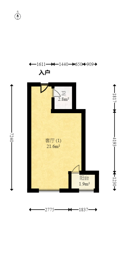 建安像素汇  1室1厅1卫   18.90万室内图1