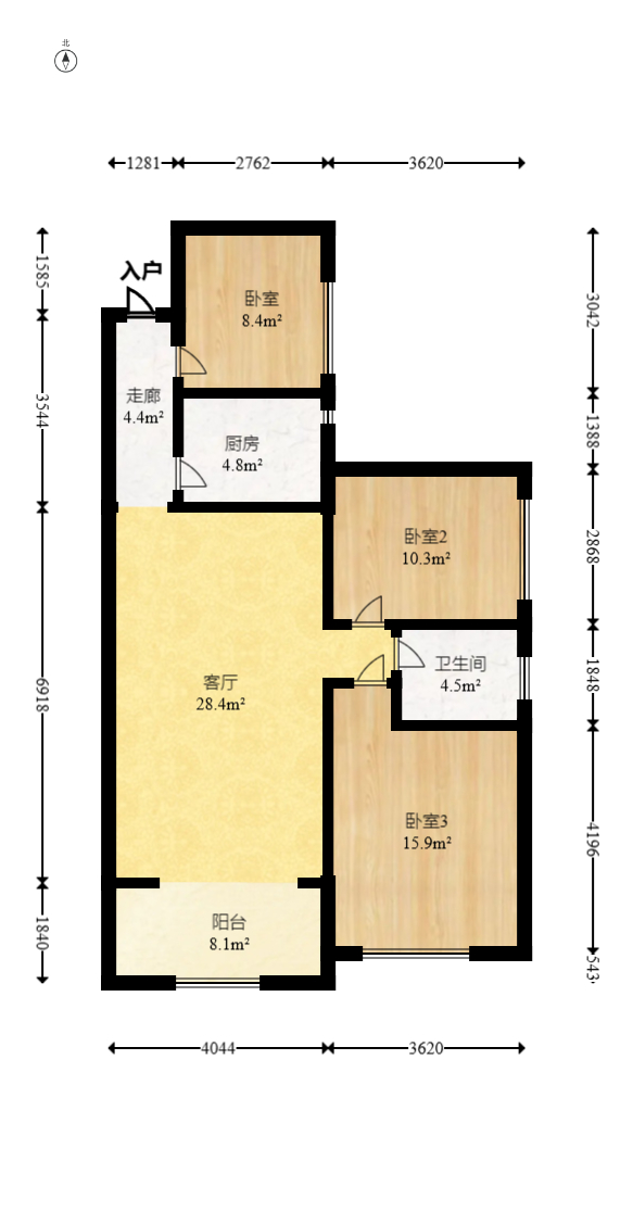海德公园  2室2厅1卫   58.80万室内图1