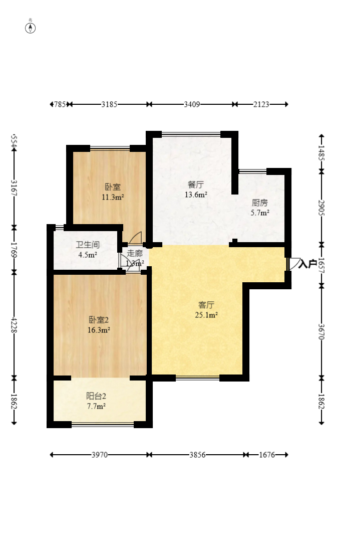 东业苹果社区 2室2厅1卫 45.0万 东业苹果社区 2室2厅1卫 45.0万户型图